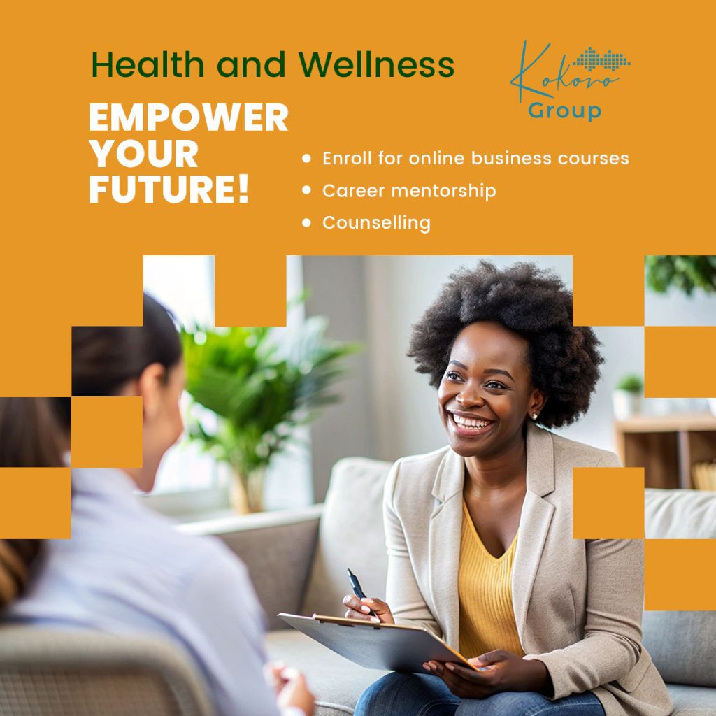 Smiling African woman counsellor speaking with a young client during a Kokoro Group health and wellness empowerment session.